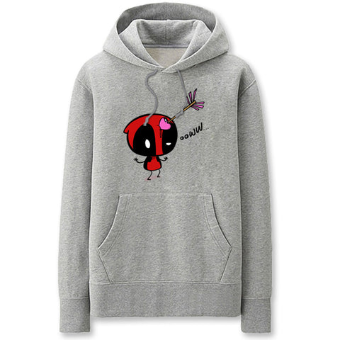 Image of Deadpool Hoodies - Super Cute Solid Color Deadpool Cartoon Style Funny Fleece Hoodie