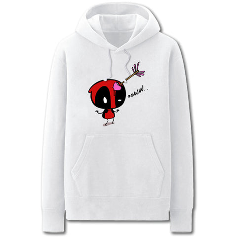 Image of Deadpool Hoodies - Super Cute Solid Color Deadpool Cartoon Style Funny Fleece Hoodie