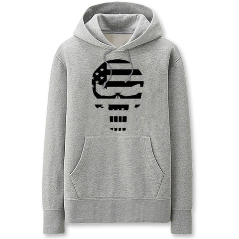 Image of The Avengers Hoodies - Solid Color Skull Punisher Icon Fleece Super Cool Hoodie
