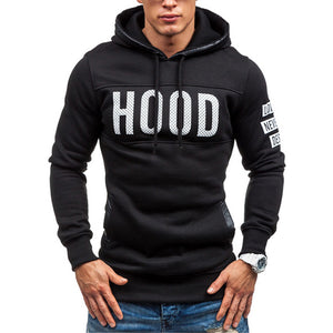 Solid Color  Letter Printed Hoodies - Pullover Plus Velvet Black Grey Hoodie