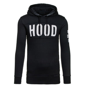 Solid Color  Letter Printed Hoodies - Pullover Plus Velvet Black Grey Hoodie