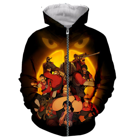 Image of 3D Printed Zipper Hoodies - Funny Long Sleeves Team fortress 2 Sweatshirts