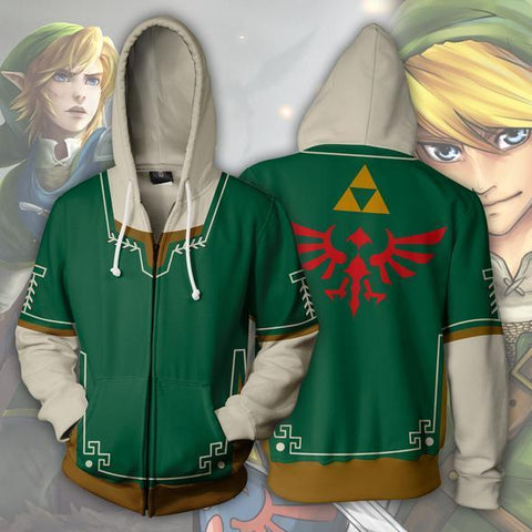 Image of The Legend of Zelda Hoodies - Zip Up Link Green Hoodie