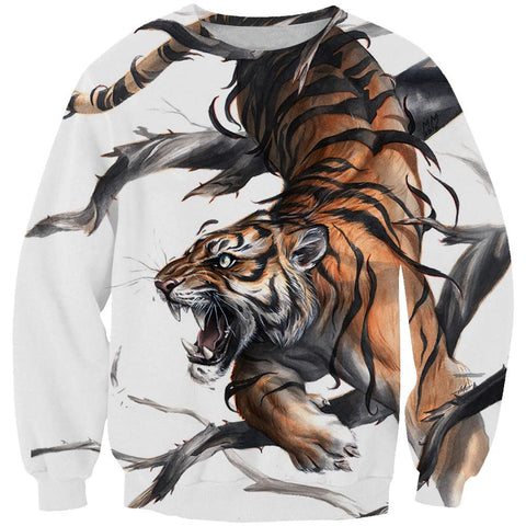Image of Tiger Hoodies - Printed Tiger Pullover Hoodie