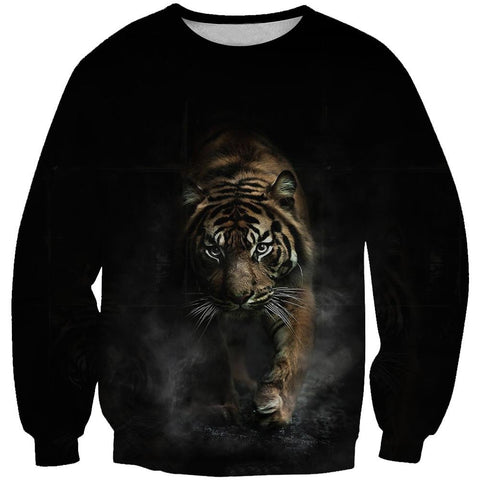 Image of Crouching Tiger Hoodies - Pullover Black Tiger Hoodie