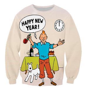 Tintin 3D Printed Sweatshirts Pullovers Hoodies