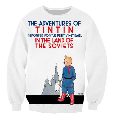 Image of Fashion Tintin Funny 3D Printed Sweatshirts Hoodies