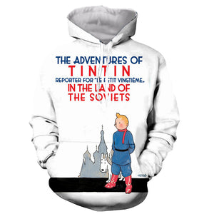 Fashion Tintin Funny 3D Printed Sweatshirts Hoodies