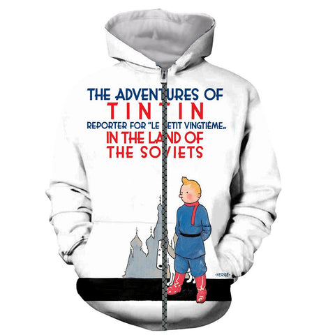 Image of Fashion Tintin Funny 3D Printed Sweatshirts Hoodies