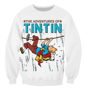 Cartoon Tintin Funny Fashion 3D Printed Hoodies Sweatshirts Hoodies