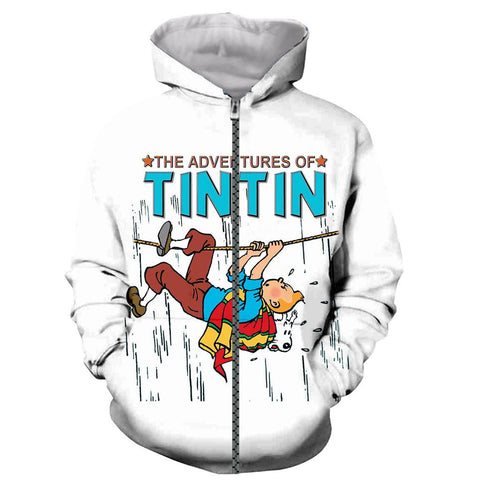 Image of Cartoon Tintin Funny Fashion 3D Printed Hoodies Sweatshirts Hoodies