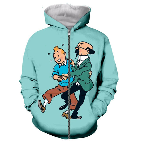 Image of Cartoon Tintin 3D Printed Pullovers Sweatshirts Hoodies