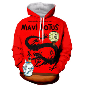 3D Printed Tintin Pullovers Sweatshirts Hoodies