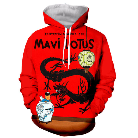 Image of 3D Printed Tintin Pullovers Sweatshirts Hoodies