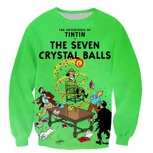 Cartoon 3D Printed Tintin Long Sleeves Sweatshirts Hoodies