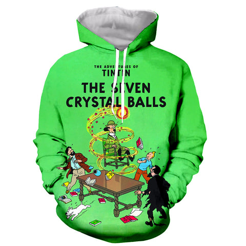 Image of Cartoon 3D Printed Tintin Long Sleeves Sweatshirts Hoodies