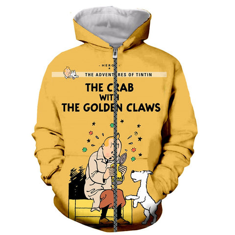 Image of 3D Print Fashion Tintin Long Sleeves Pullover Hoodies