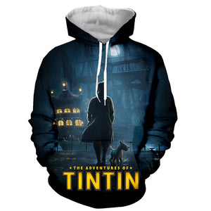 3D Printed Tintin Hooded Sweatshirts Pullovers