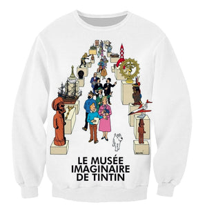 Cartoon Tintin 3D Printed Long Sleeves Sweatshirts Hoodies