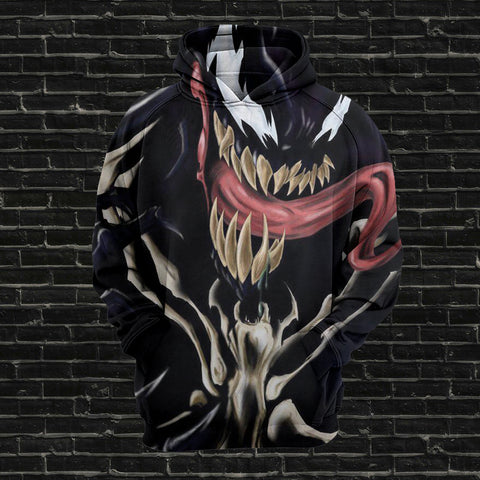Image of Spiderman Hoodies - Venom Spiderman Series Spuer Cool Black 3D Hoodie