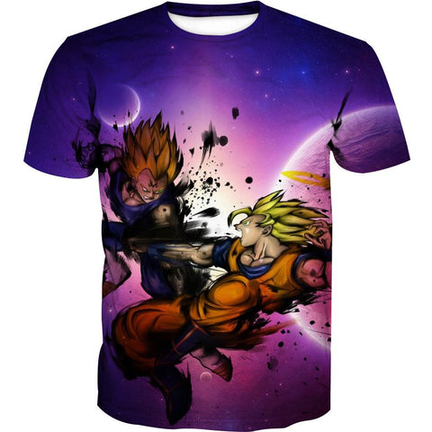 Image of Dragon Ball Z SSJ Goku vs Majin  Hoodies - Vegeta Pullover Purple Hoodie