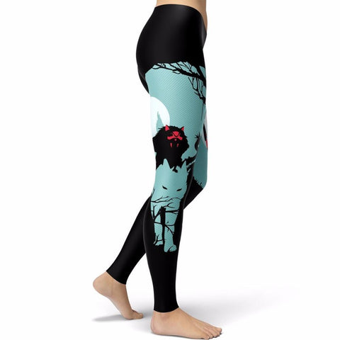 Image of Princess Mononoke Printed Leggings A Noir Princess Forest Spirits V2