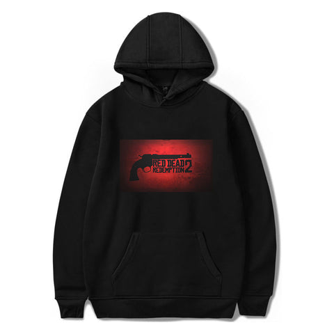 Image of Red Dead Redemption 2 Hoodies - Solid Color Red Dead Redemption 2 Pistol Icon Hoodie