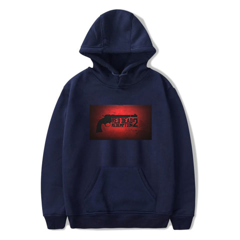 Image of Red Dead Redemption 2 Hoodies - Solid Color Red Dead Redemption 2 Pistol Icon Hoodie