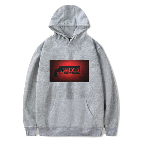 Image of Red Dead Redemption 2 Hoodies - Solid Color Red Dead Redemption 2 Pistol Icon Hoodie