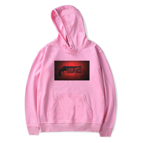 Image of Red Dead Redemption 2 Hoodies - Solid Color Red Dead Redemption 2 Pistol Icon Hoodie