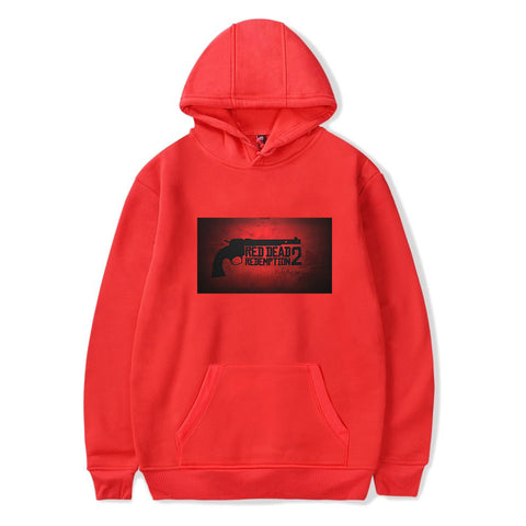 Image of Red Dead Redemption 2 Hoodies - Solid Color Red Dead Redemption 2 Pistol Icon Hoodie