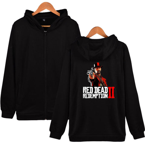 Image of Red Dead Redemption 2 Hoodies - Solid Color Red Dead Redemption Super Cool Zip Up Hoodie