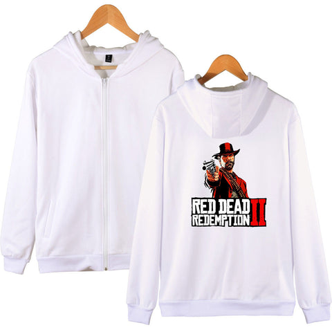 Image of Red Dead Redemption 2 Hoodies - Solid Color Red Dead Redemption Super Cool Zip Up Hoodie