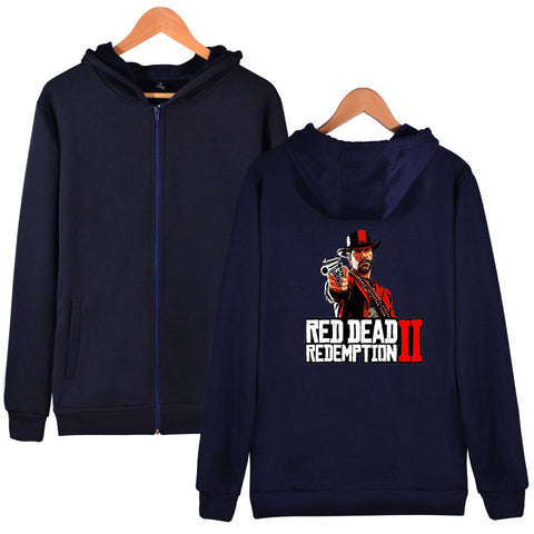 Image of Red Dead Redemption 2 Hoodies - Solid Color Red Dead Redemption Super Cool Zip Up Hoodie