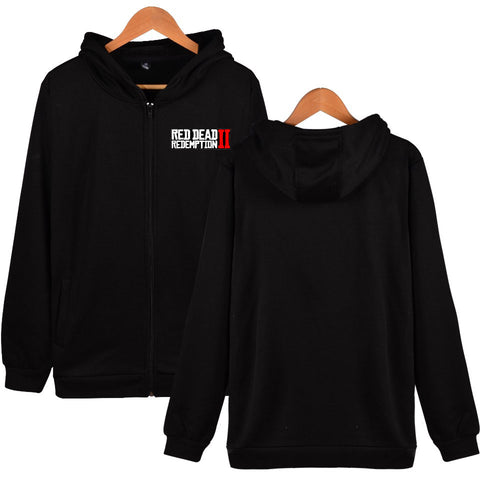 Image of Red Dead Redemption 2 Hoodies - Solid Color Red Dead Redemption 2 LOGO Icon Zip Up Hoodie