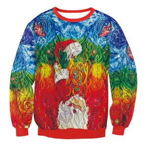 Christmas Sweatshirts - Santa Claus Watercolor Painting Icon Cute 3D Sweatshirt