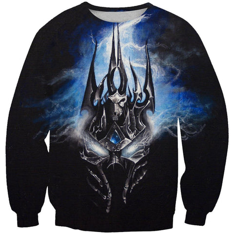 Image of World of Warcraft Lich King Arthas Hoodies - Pullover Portrai Black Hoodie