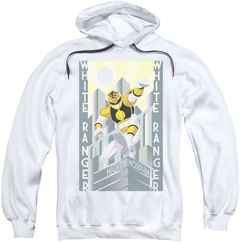 Image of Power Rangers Pullover - Mens White Ranger Deco Hoodie