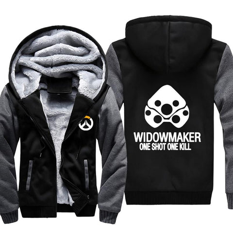 Image of Overwatch Widowmaker Jackets - Zip Up Black One Shot Fleece Jacket