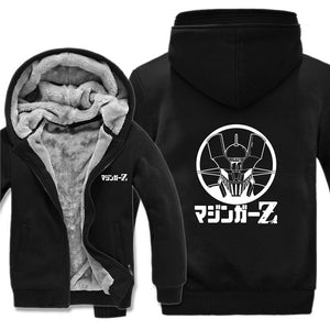 Winter Style Mazinger Z Hoodies Sweatshirt Men Casual Cartoon Warm Liner Fleece Anime Sweatshirt Jacket High Quality