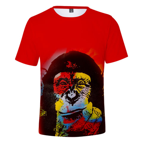 Image of Unisex Fashionable 3 Colors 3D Print T-Shirt with Cartoon Orangutan