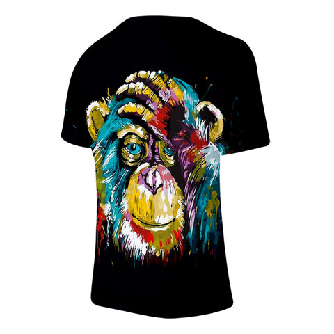 Image of Unisex Fashionable Black 3D Print Cartoon Orangutan T-Shirt