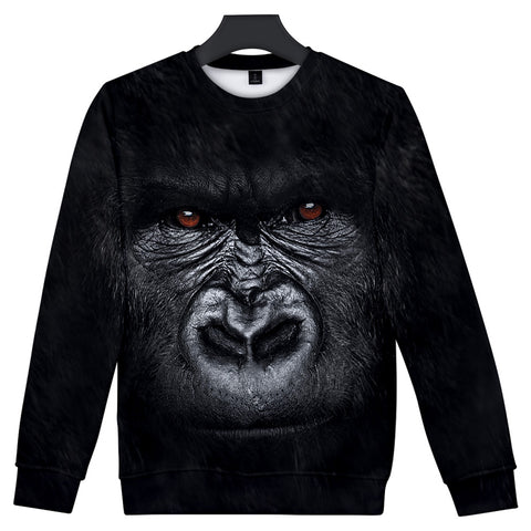 Image of Unisex Fashionable Black 3D Print Orangutan Sweatshirts