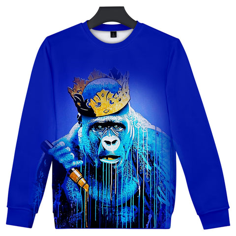 Image of Unisex Fashionable 3 Colors 3D Print Cartoon Orangutan Sweatshirts