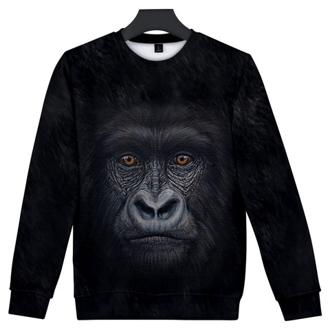 Image of Unisex Fashionable Black 3D Print Orangutan Sweatshirts