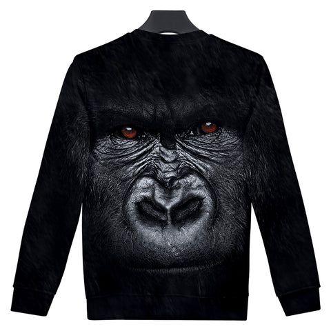 Image of Unisex Fashionable Black 3D Print Orangutan Sweatshirts