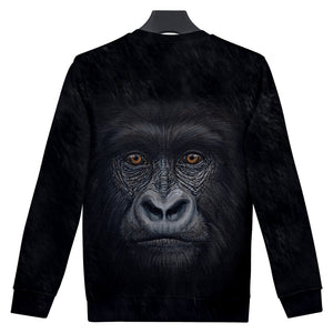 Unisex Fashionable Black 3D Print Orangutan Sweatshirts