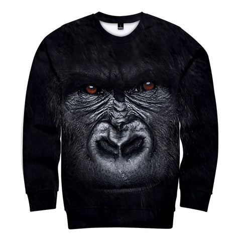 Image of Unisex Fashionable Black 3D Print Orangutan Sweatshirts