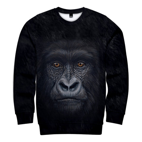 Image of Unisex Fashionable Black 3D Print Orangutan Sweatshirts