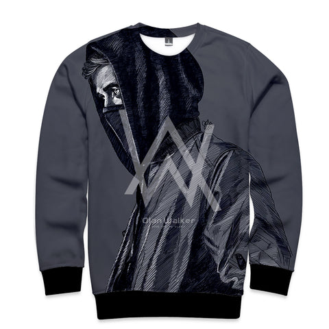 Image of Alan Walker Sweatshirts - Mask Grey 3D Sweatshirt